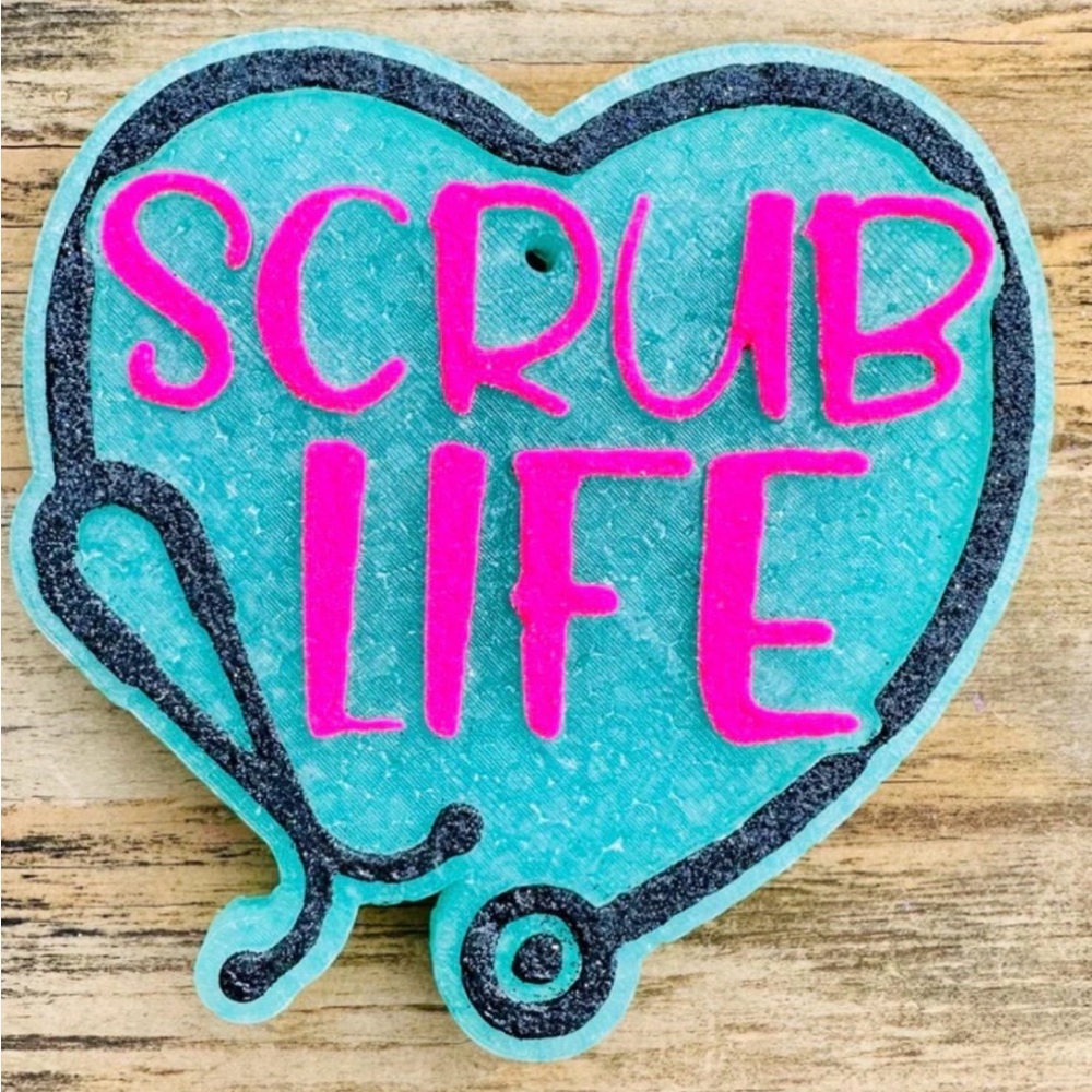 Teal Heart 'Scrub Life' with Stethoscope Decor Freshie